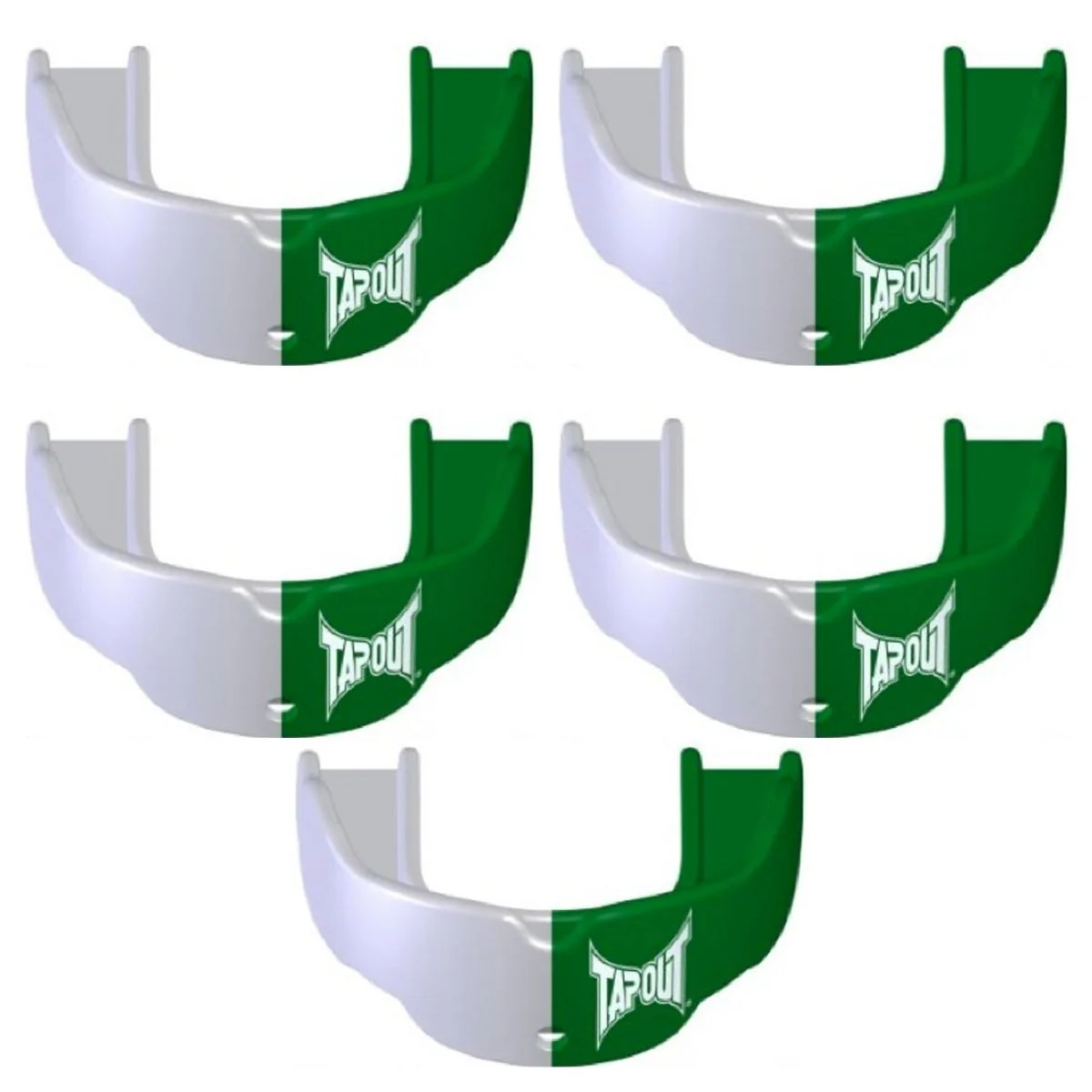 Tapout Youth Protective Sports Mouthguard with Strap 5-Pack - Green/White