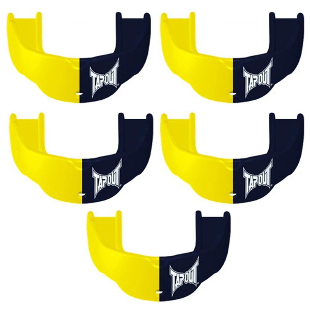 Tapout Youth Protective Sports Mouthguard with Strap 5-Pack - Navy/Yellow