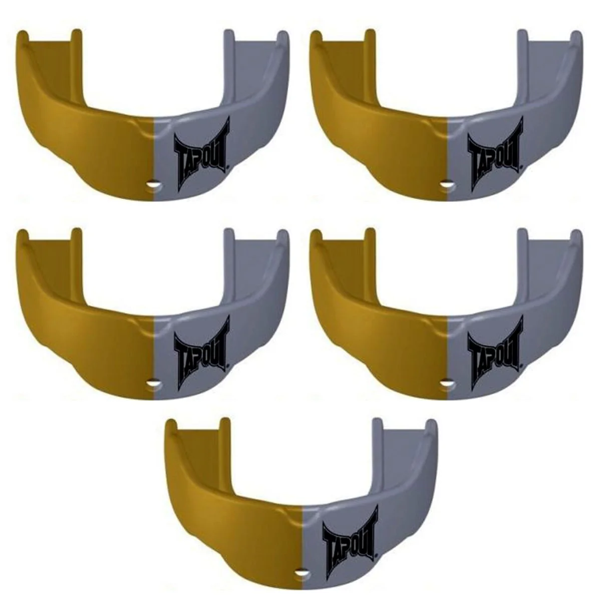 Tapout Youth Protective Sports Mouthguard with Strap 5-Pack - Silver/Gold