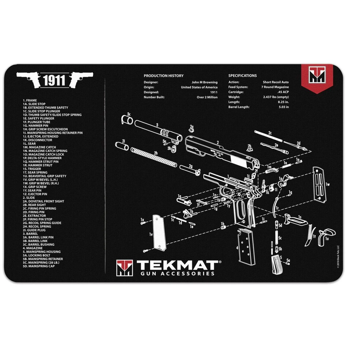TekMat Original Gun Cleaning Mat - 17" X 11" - 1911
