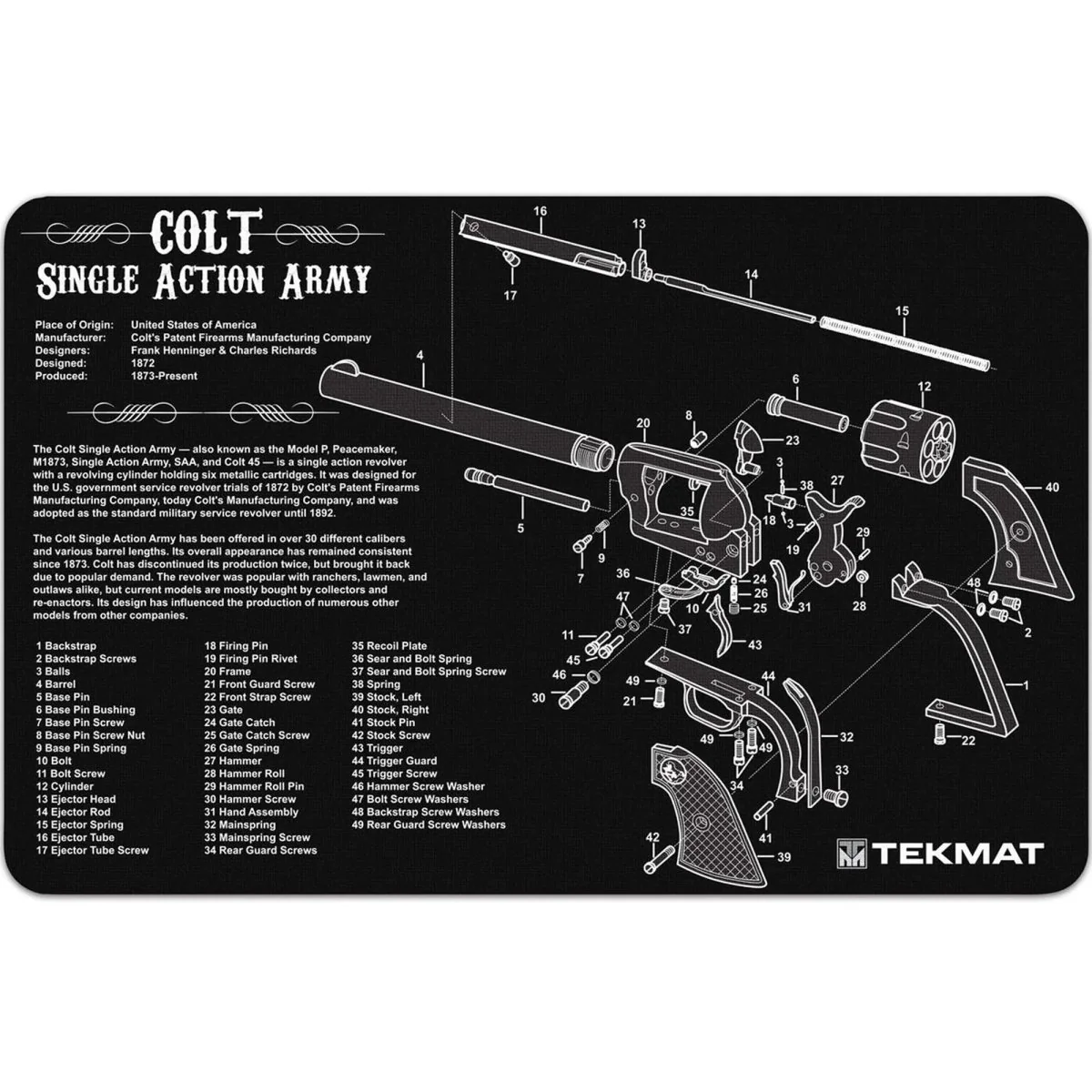 TekMat Original Gun Cleaning Mat - 17" X 11" - Colt Sinlge Action Army
