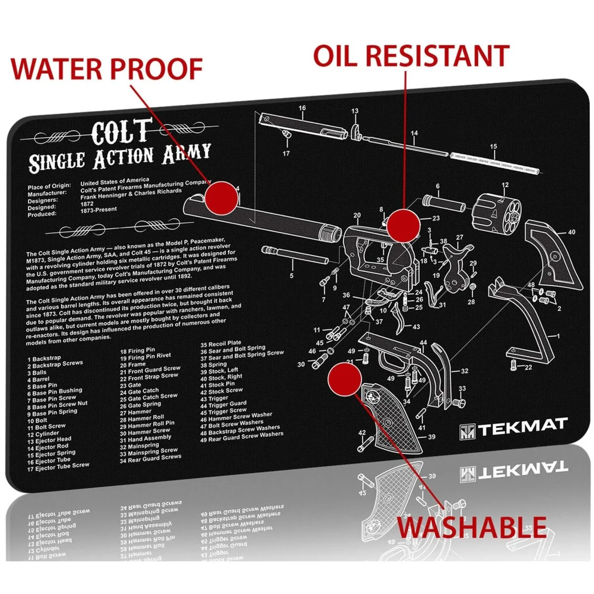 TekMat Original Gun Cleaning Mat - 17" X 11" - Colt Sinlge Action Army - Image 3