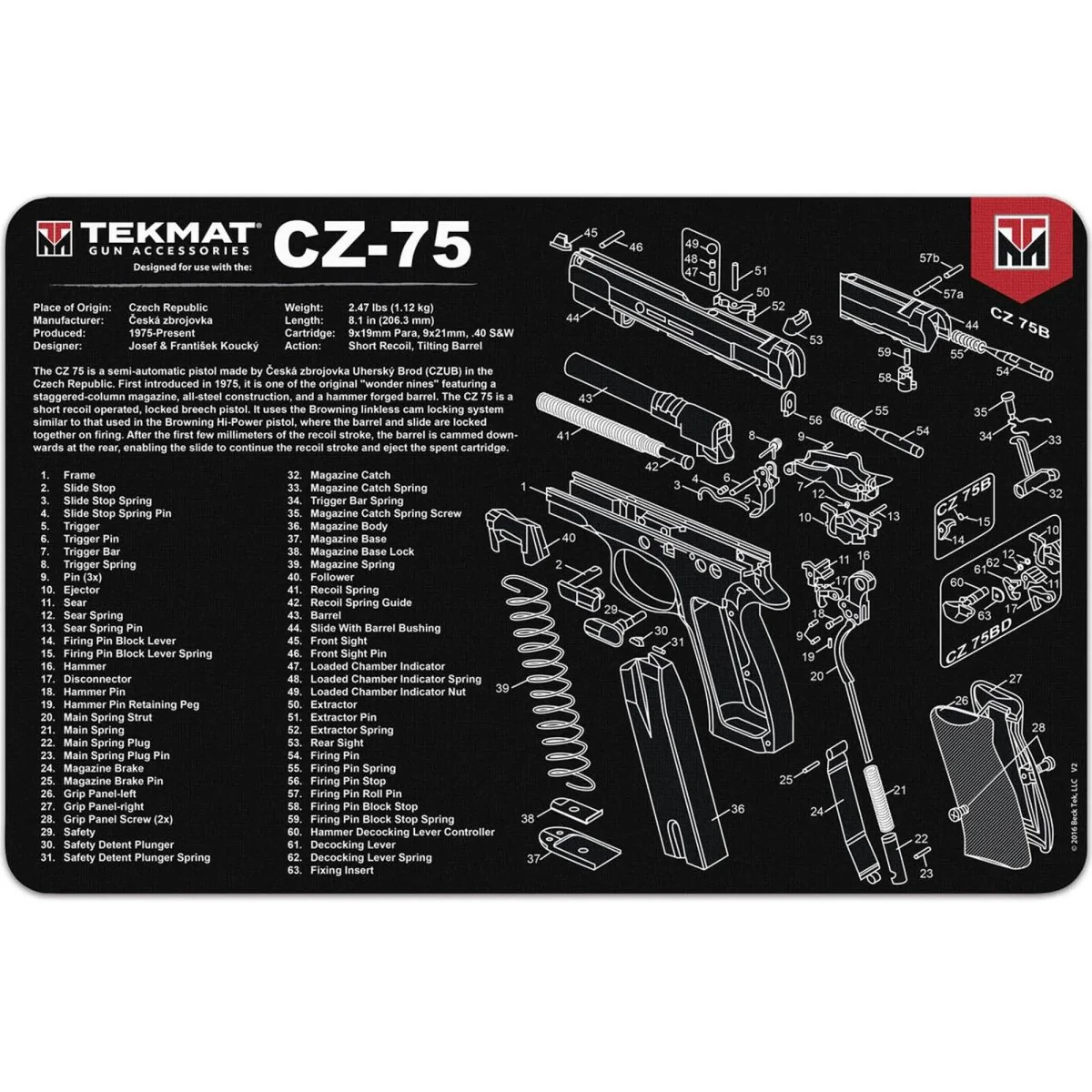 TekMat Original Gun Cleaning Mat - 17" X 11" - CZ 75™