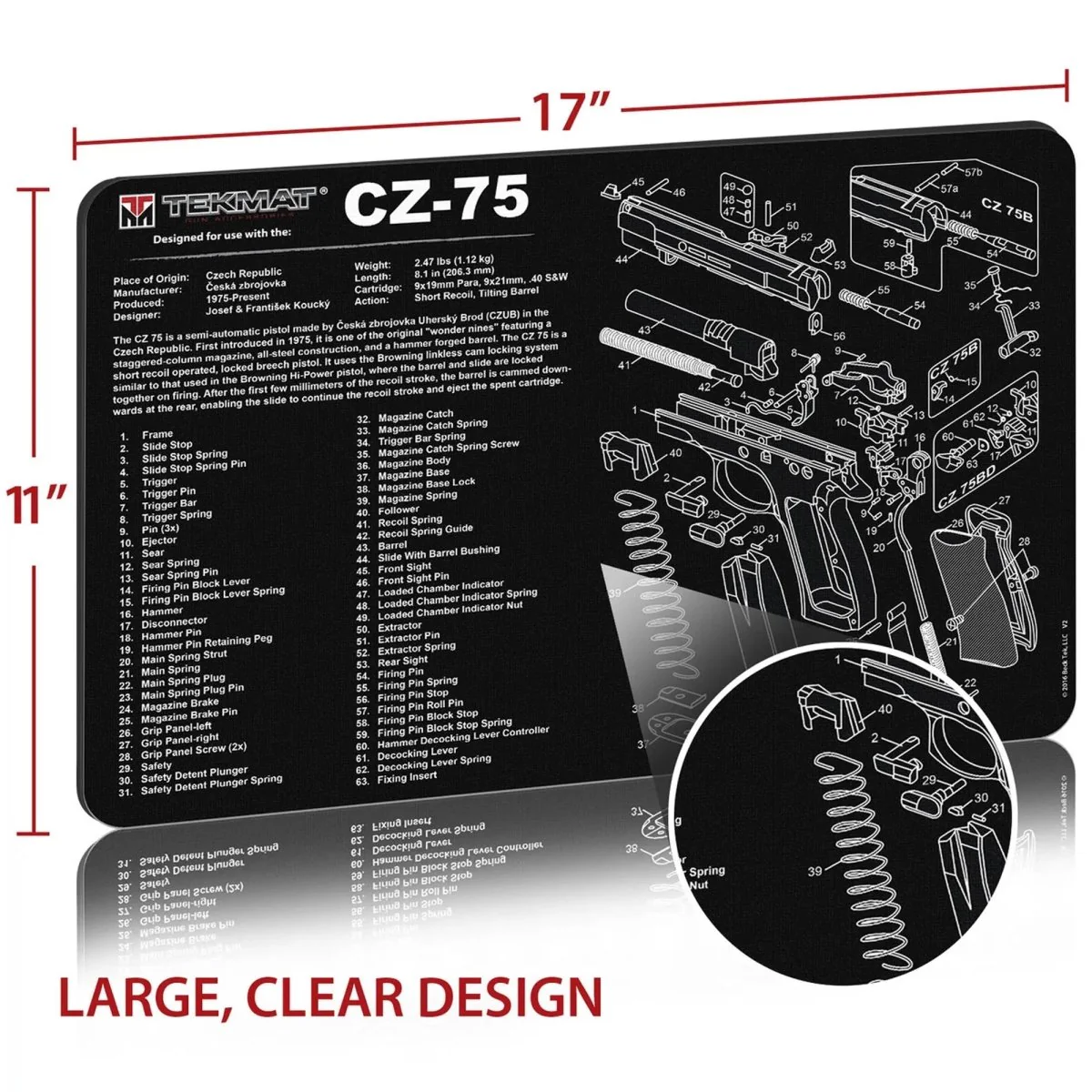TekMat Original Gun Cleaning Mat - 17" X 11" - CZ 75™ - Image 2