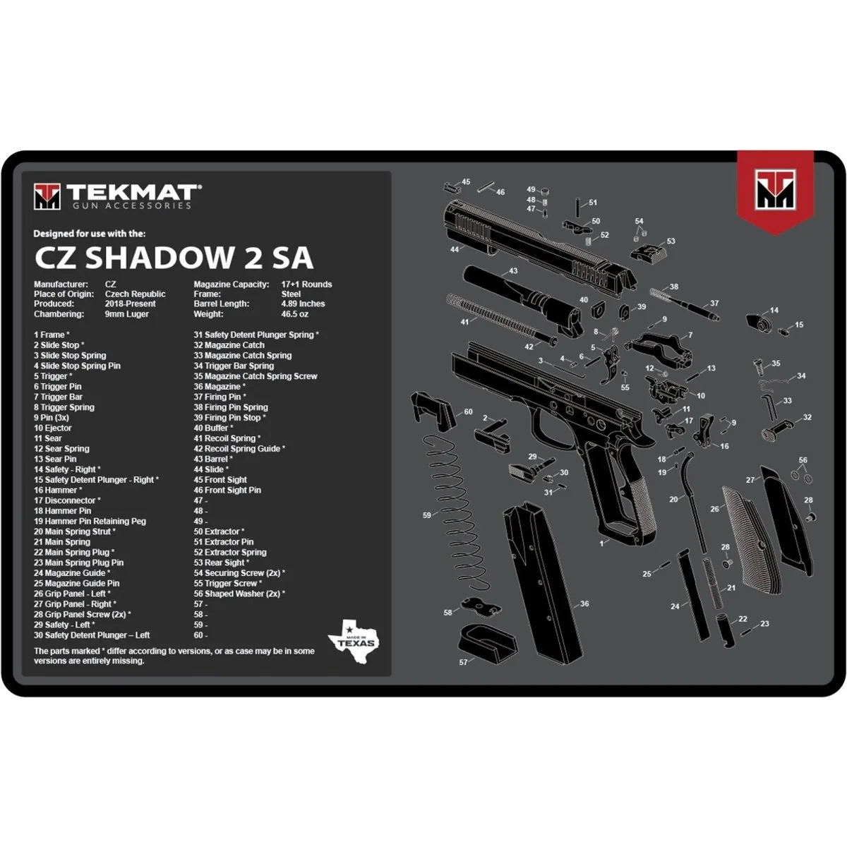 TekMat Original Gun Cleaning Mat - 17" X 11" - CZ Shadow 2 SA