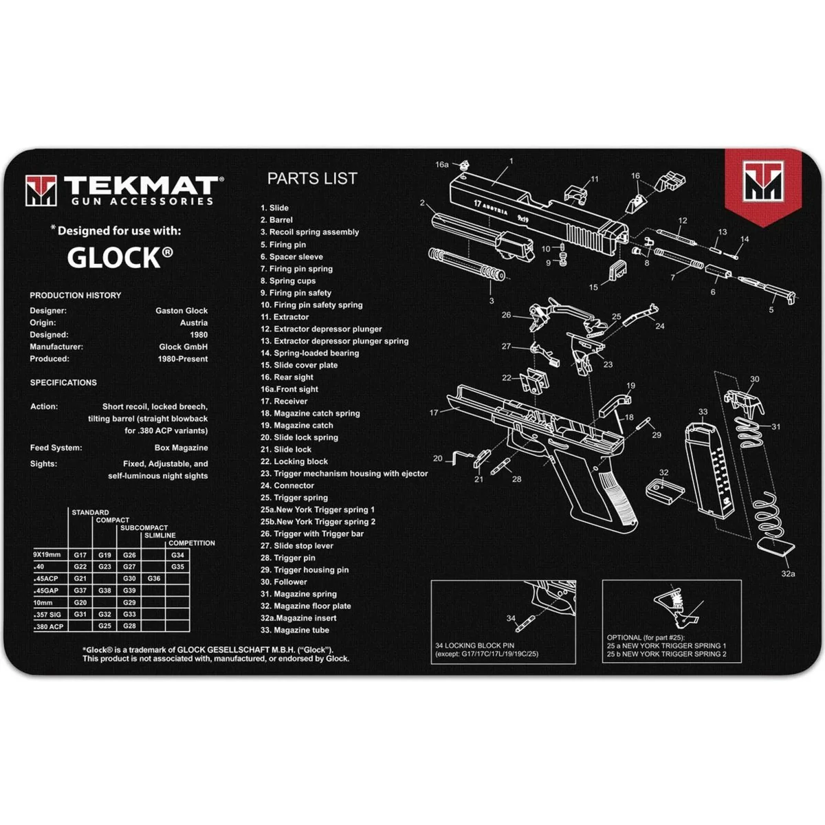 TekMat Original Gun Cleaning Mat - 17" X 11" - Glock