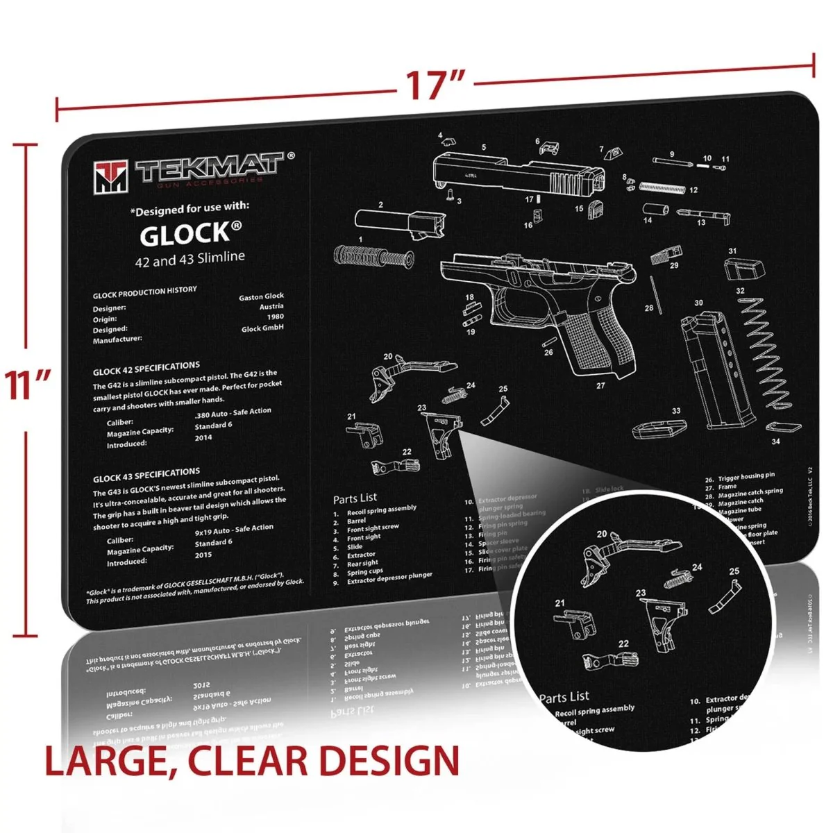 TekMat Original Gun Cleaning Mat - 17" X 11" - Glock 42 & 43 - Image 2