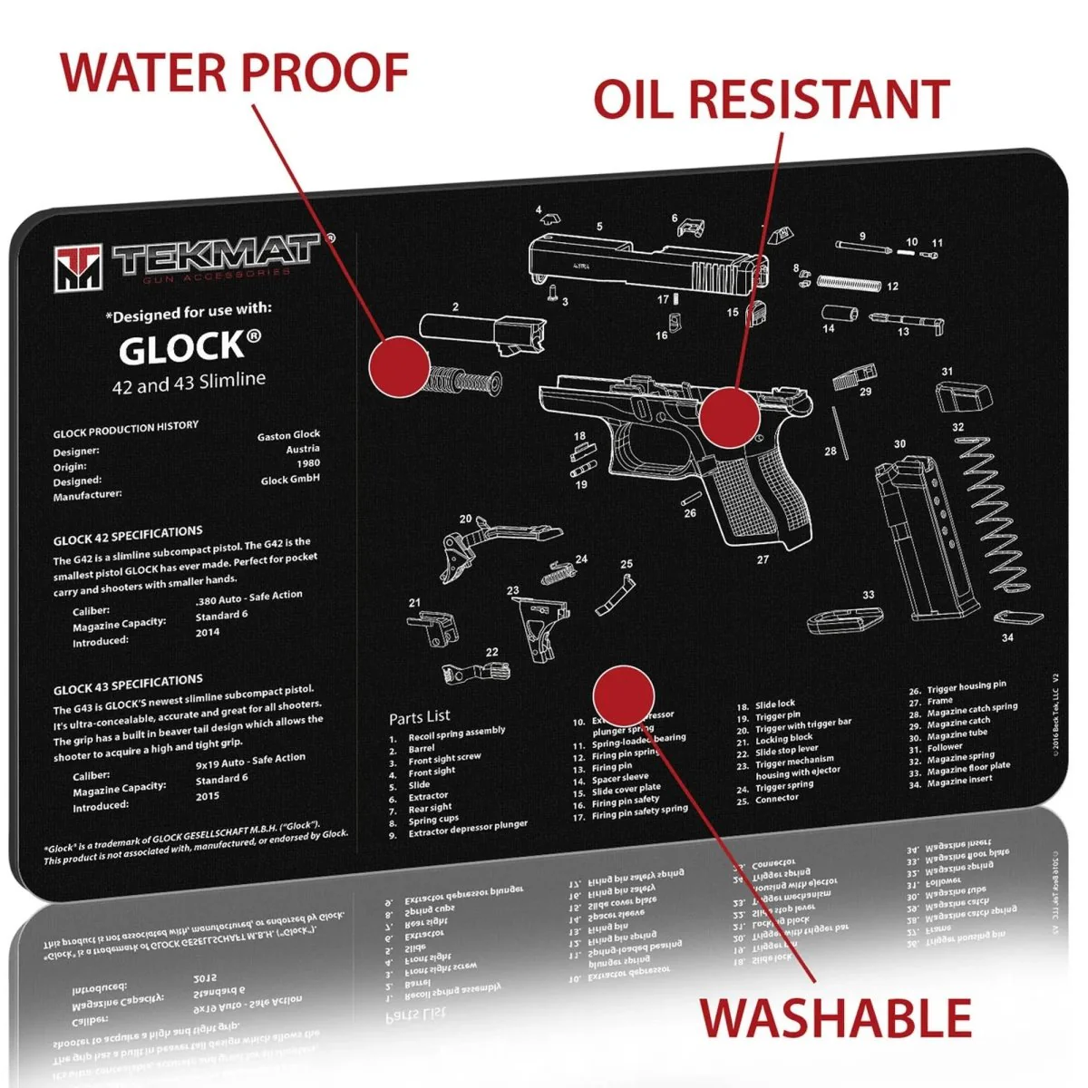 TekMat Original Gun Cleaning Mat - 17" X 11" - Glock 42 & 43 - Image 3