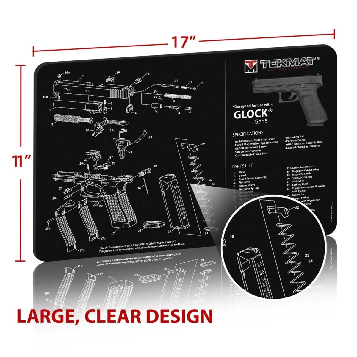 TekMat Original Gun Cleaning Mat - 17" X 11" - Glock Gen 5 - Image 2