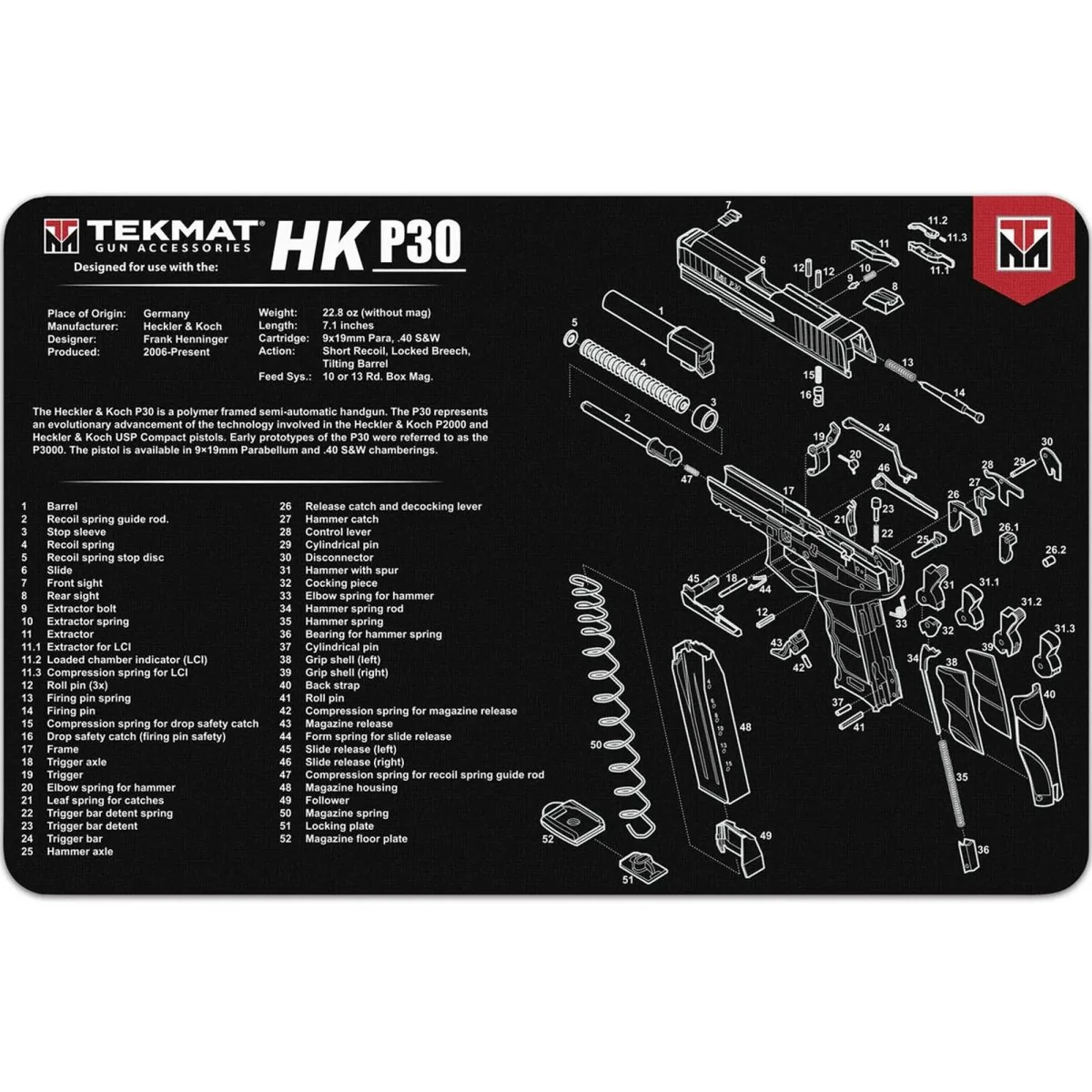 TekMat Original Gun Cleaning Mat - 17" X 11" - Heckler & Koch P30™