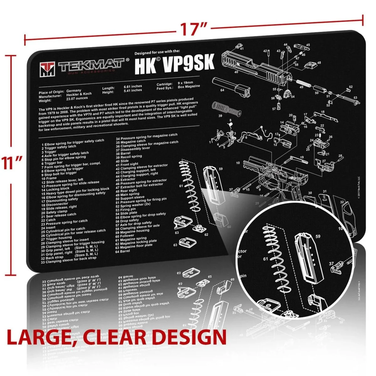 TekMat Original Gun Cleaning Mat - 17" X 11" - Heckler & Koch VP9SK™ - Image 2