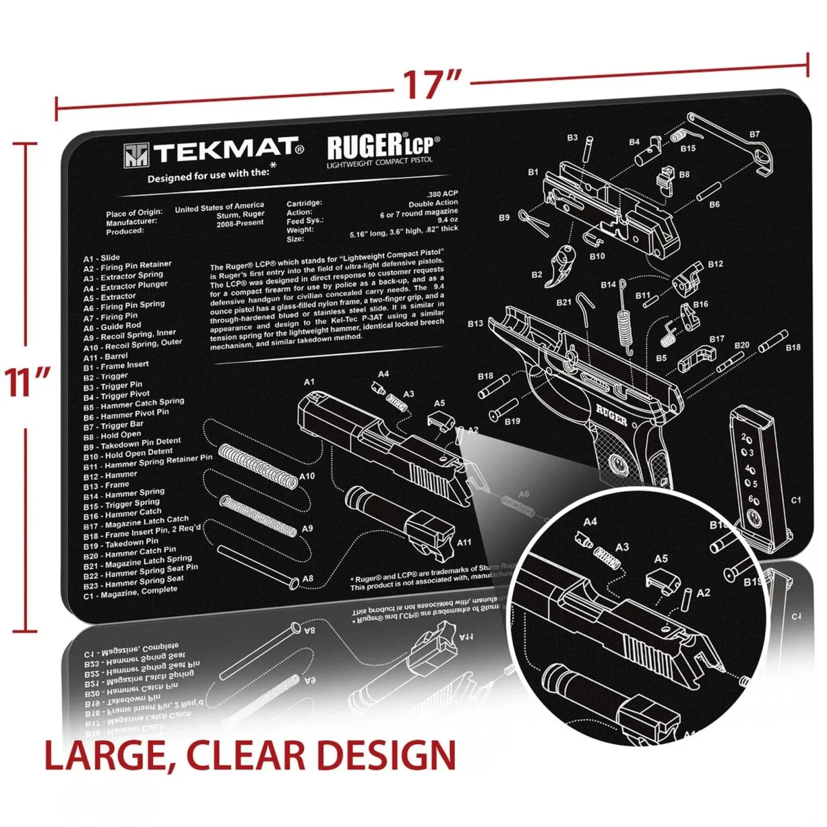 TekMat Original Gun Cleaning Mat - 17" X 11" - Ruger LCP™ - Image 2