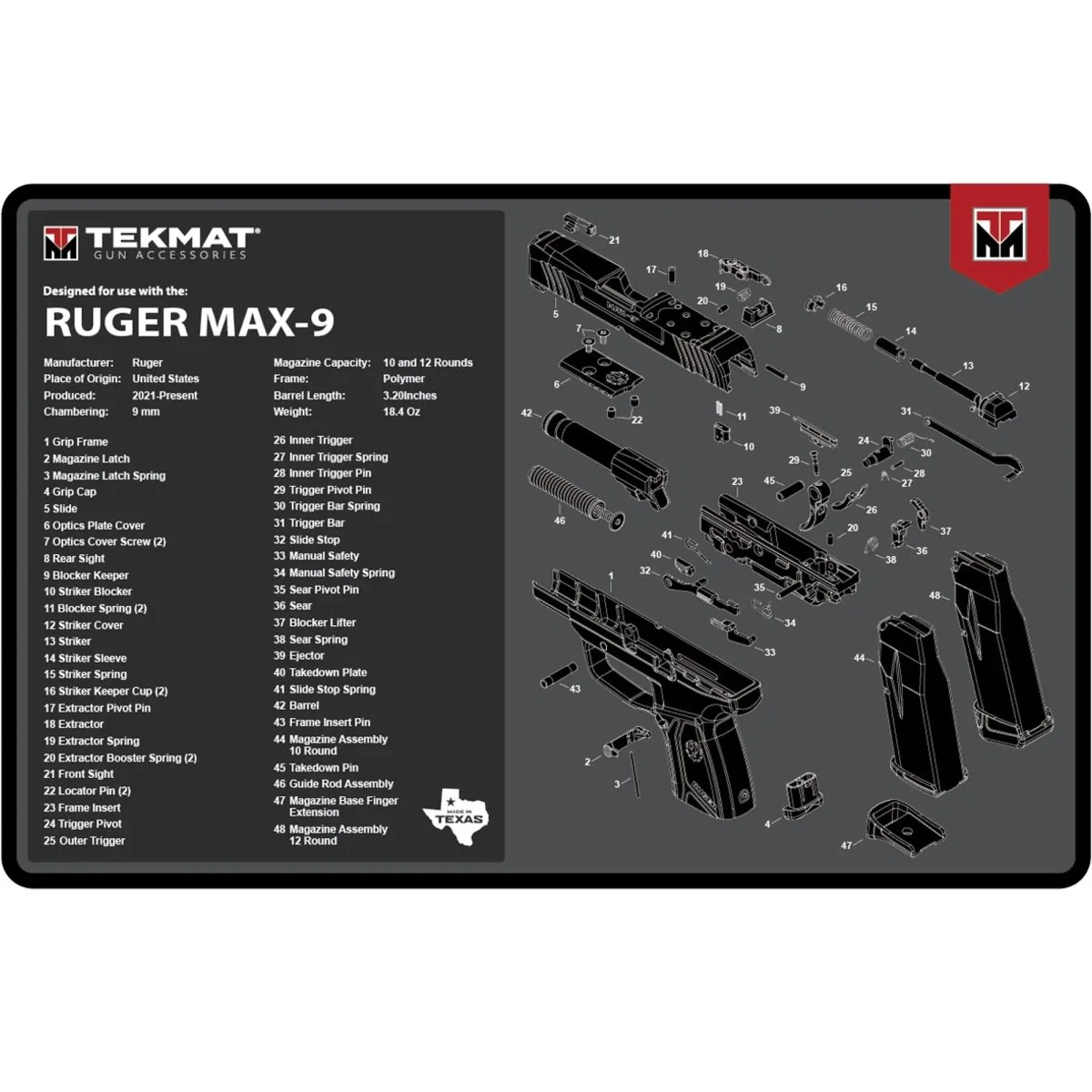 TekMat Original Gun Cleaning Mat - 17" X 11" - Ruger MAX 9