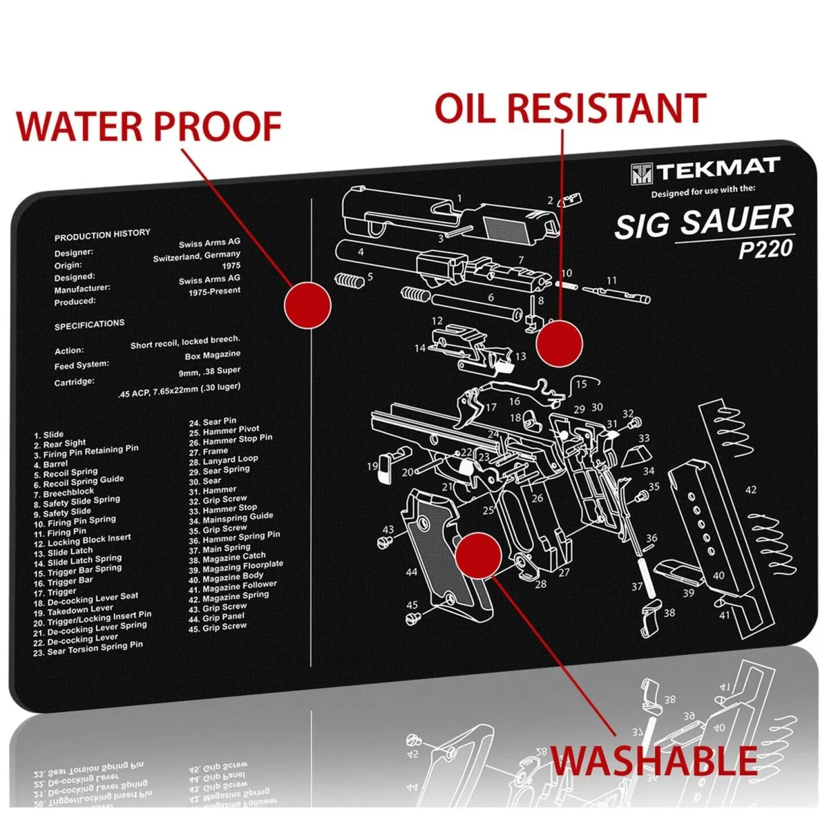 TekMat Original Gun Cleaning Mat - 17" X 11" - Sig Sauer P220™ - Image 2