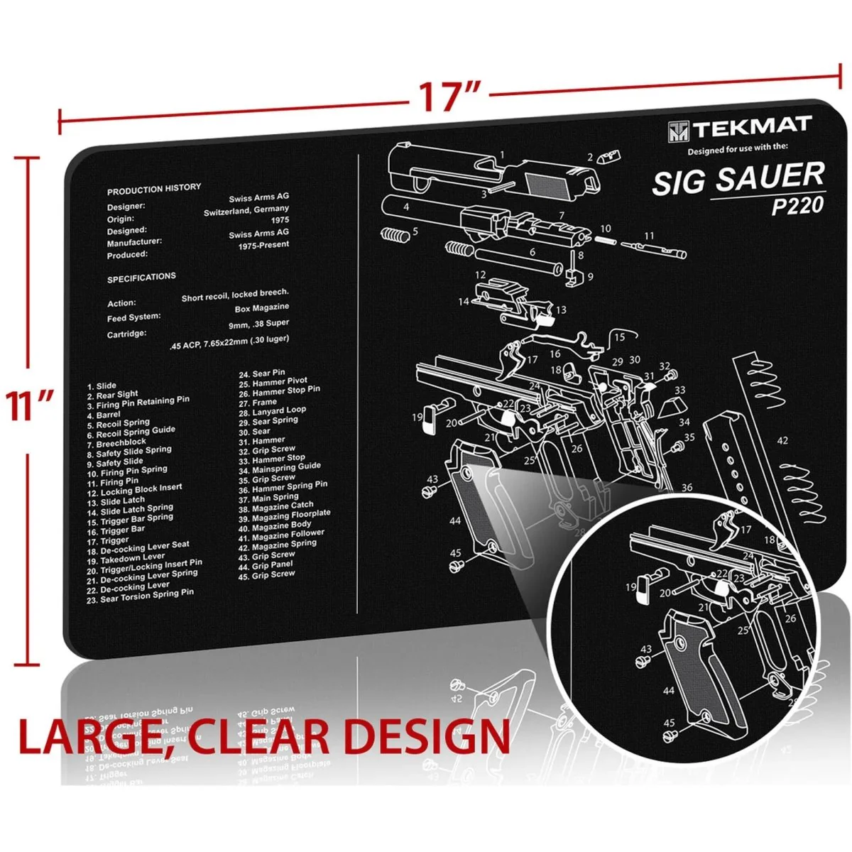 TekMat Original Gun Cleaning Mat - 17" X 11" - Sig Sauer P220™ - Image 3