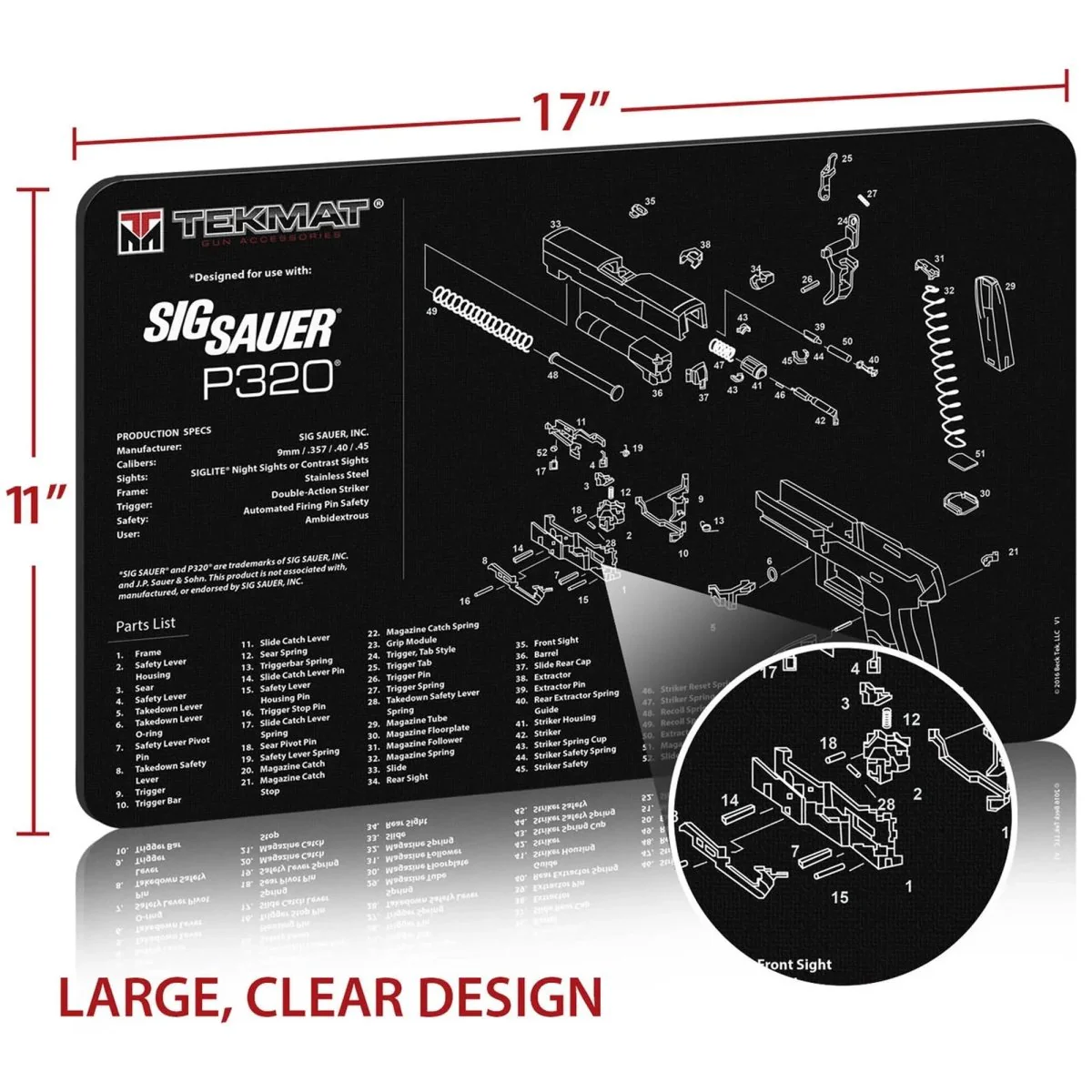 TekMat Original Gun Cleaning Mat - 17" X 11" - Sig Sauer P320™ - Image 2