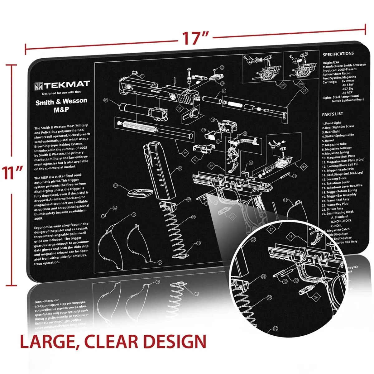 TekMat Original Gun Cleaning Mat - 17" X 11" - Smith & Wesson M&P - Image 3