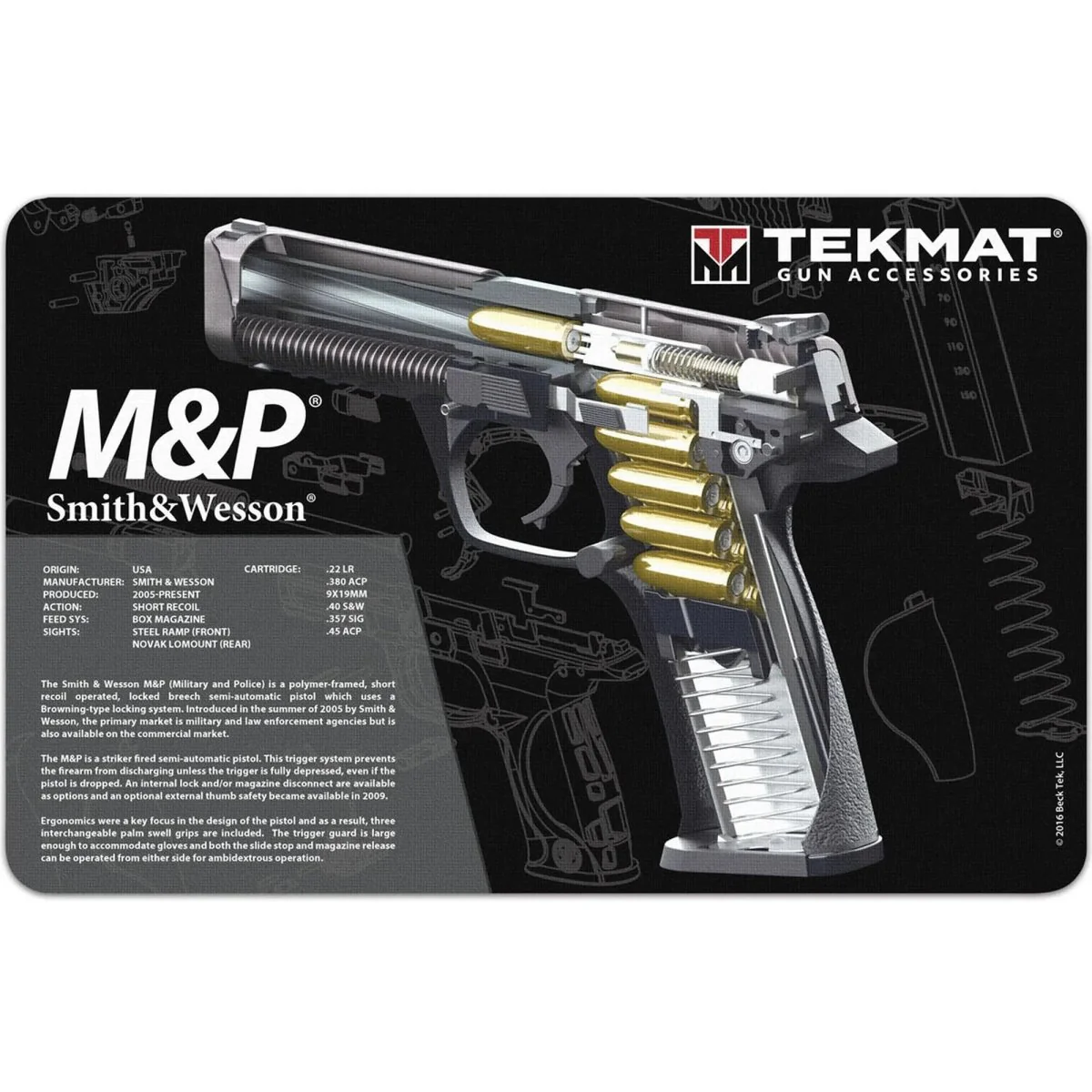 TekMat Original Gun Cleaning Mat - 17" X 11" - Smith & Wesson M&P Cutaway