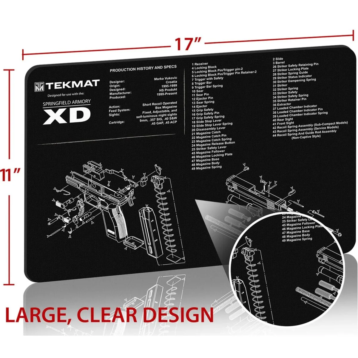 TekMat Original Gun Cleaning Mat - 17" X 11" - Springfield Armory XD - Image 3