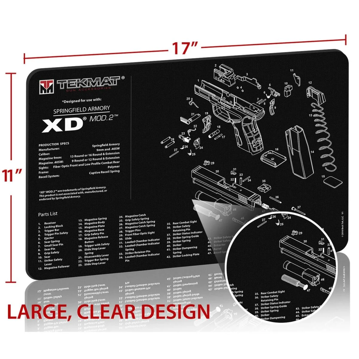 TekMat Original Gun Cleaning Mat - 17" X 11" - Springfield Armory XD MOD.2 - Image 2