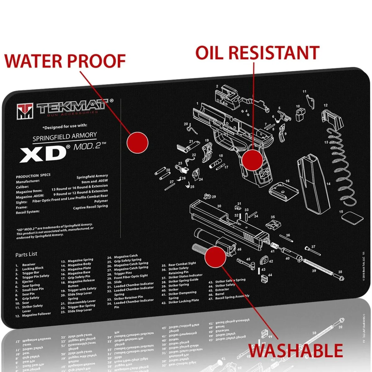 TekMat Original Gun Cleaning Mat - 17" X 11" - Springfield Armory XD MOD.2 - Image 3
