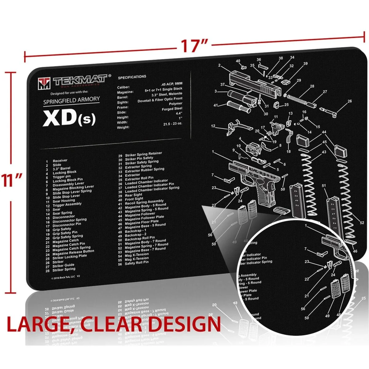 TekMat Original Gun Cleaning Mat - 17" X 11" - Springfield Armory XD-S - Image 2