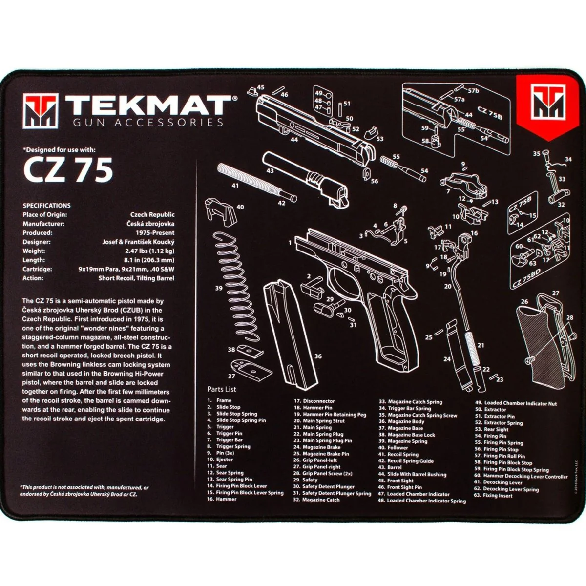 TekMat Ultra Premium Gun Cleaning Mat - 20" X 15" - CZ 75™