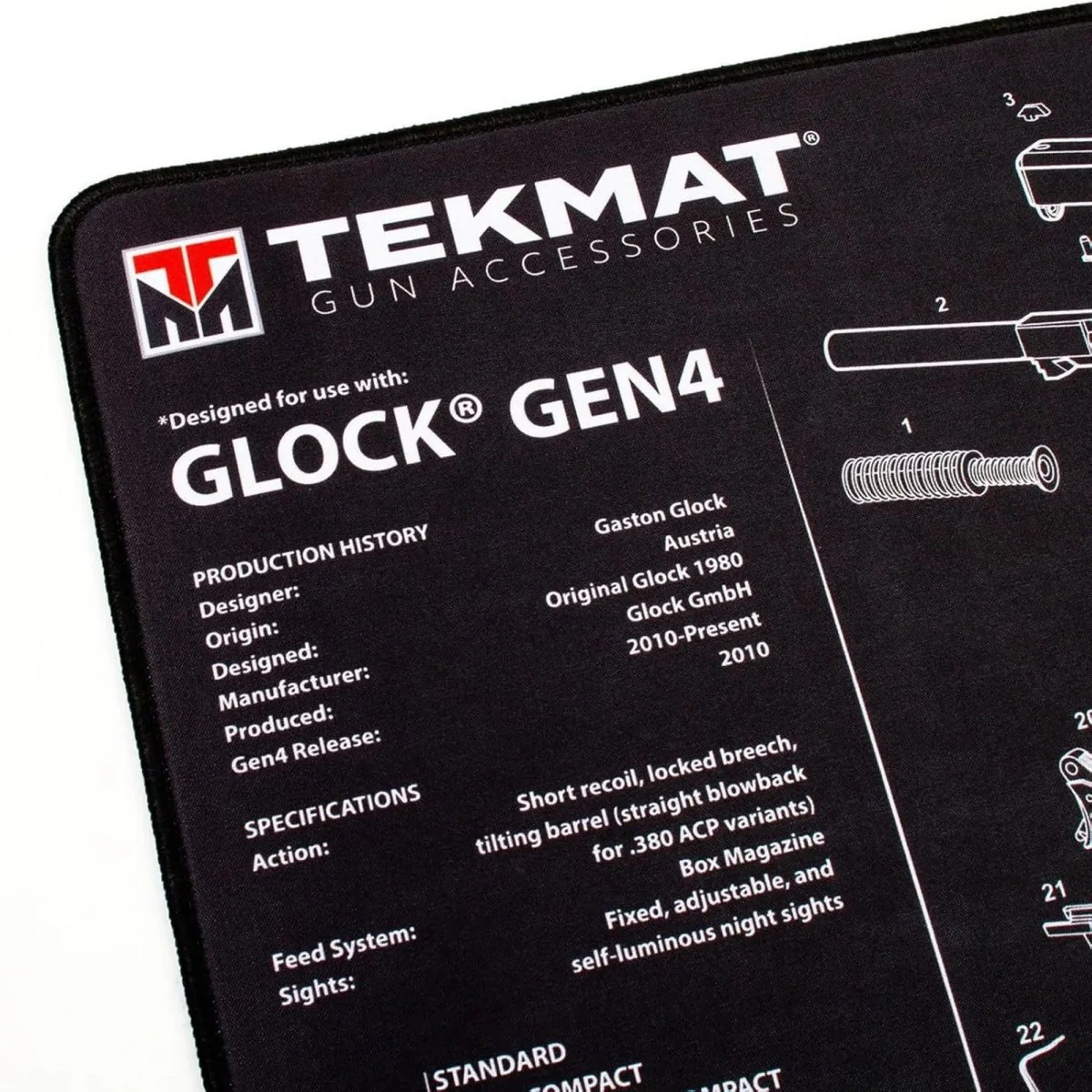 TekMat Ultra Premium Gun Cleaning Mat - 20" X 15" - Glock Gen 4 - Image 3