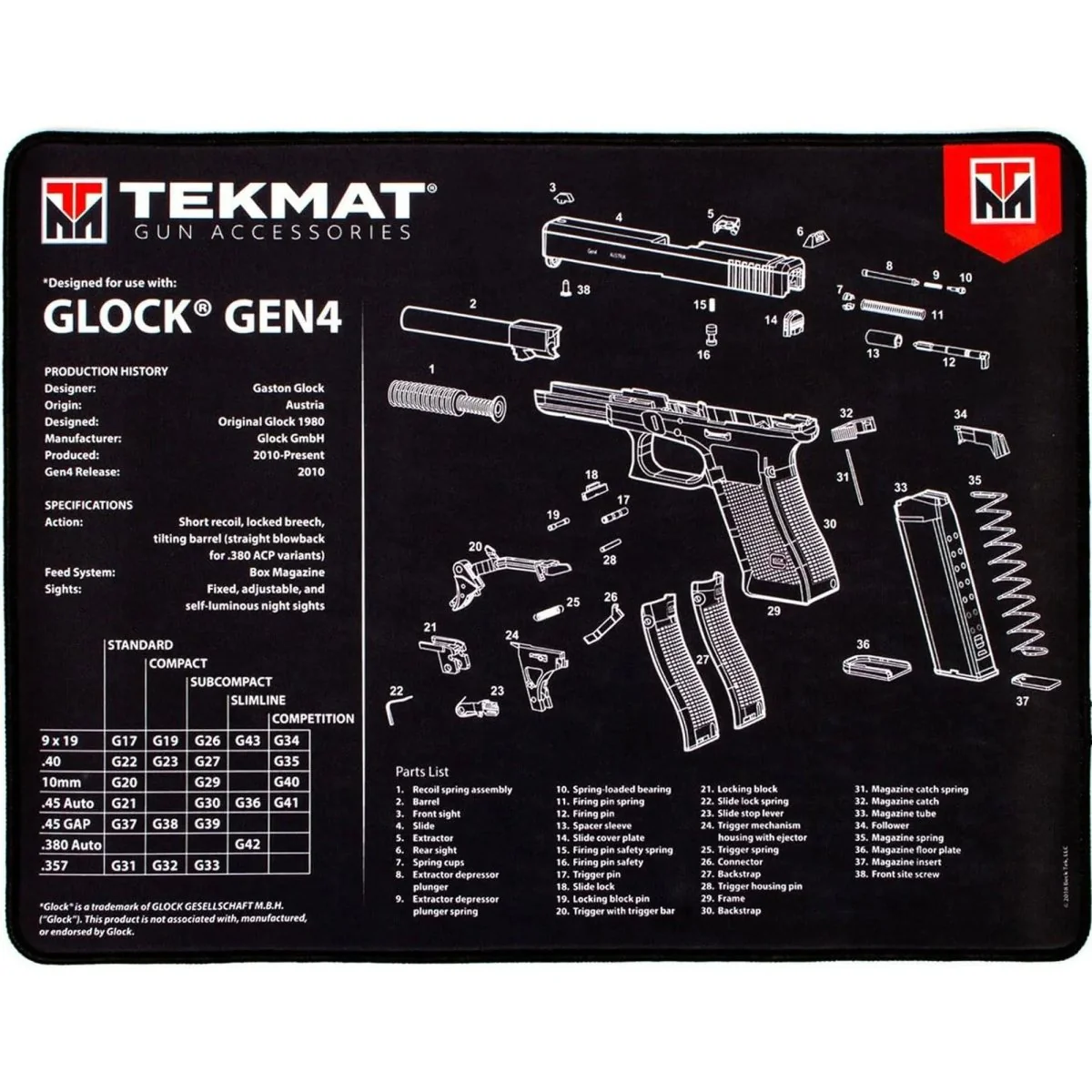 TekMat Ultra Premium Gun Cleaning Mat - 20" X 15" - Sig Sauer P238™ - Image 4