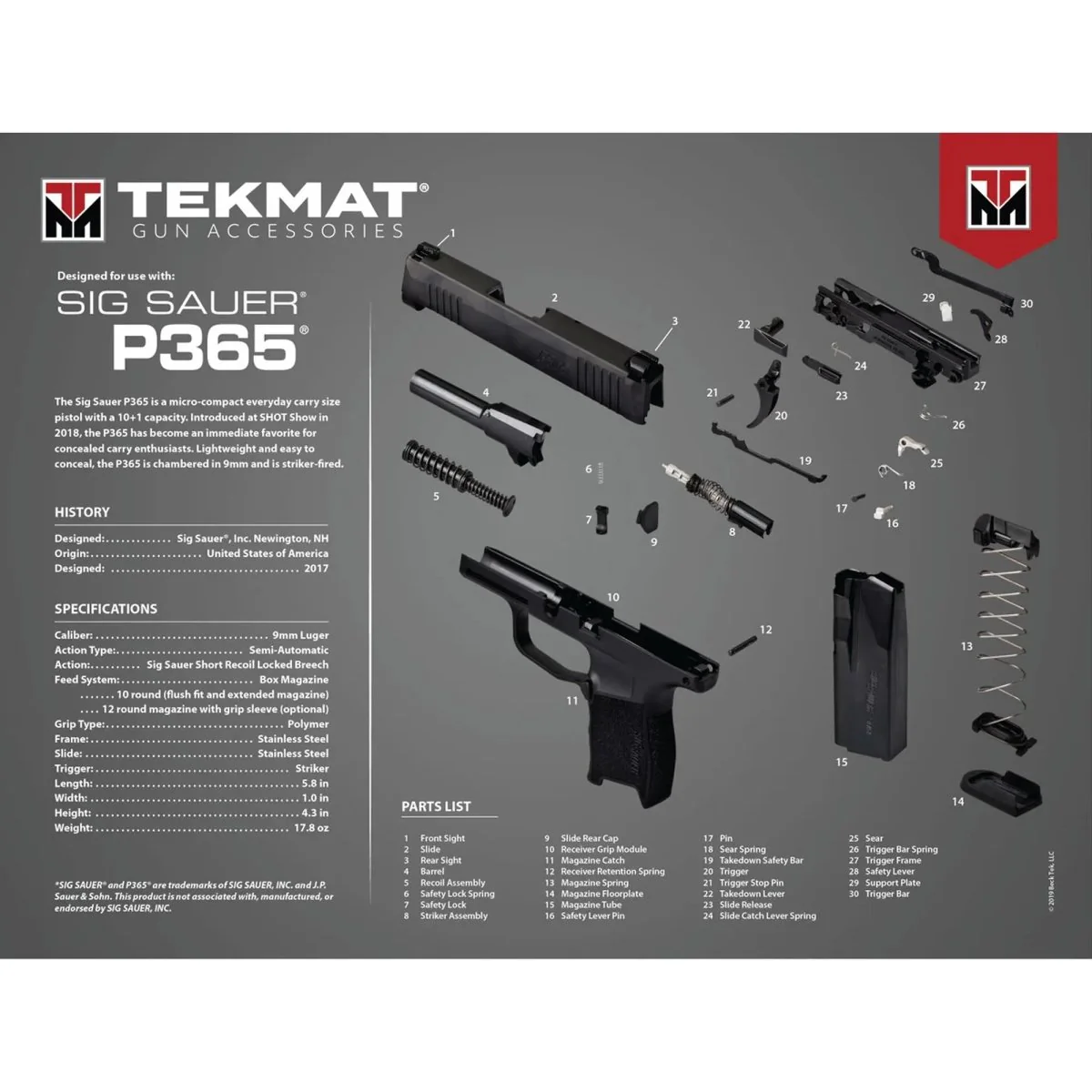 TekMat Ultra Premium Gun Cleaning Mat - 20" X 15" - Sig Sauer P365™
