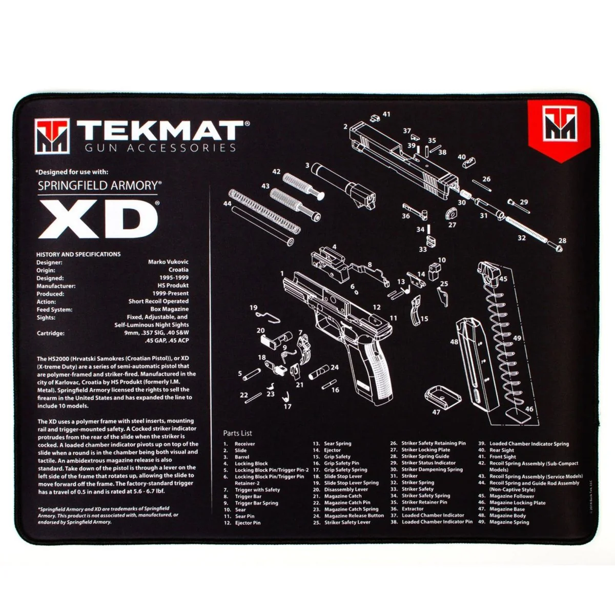 TekMat Ultra Premium Gun Cleaning Mat - 20" X 15" - Springfield Armory XD