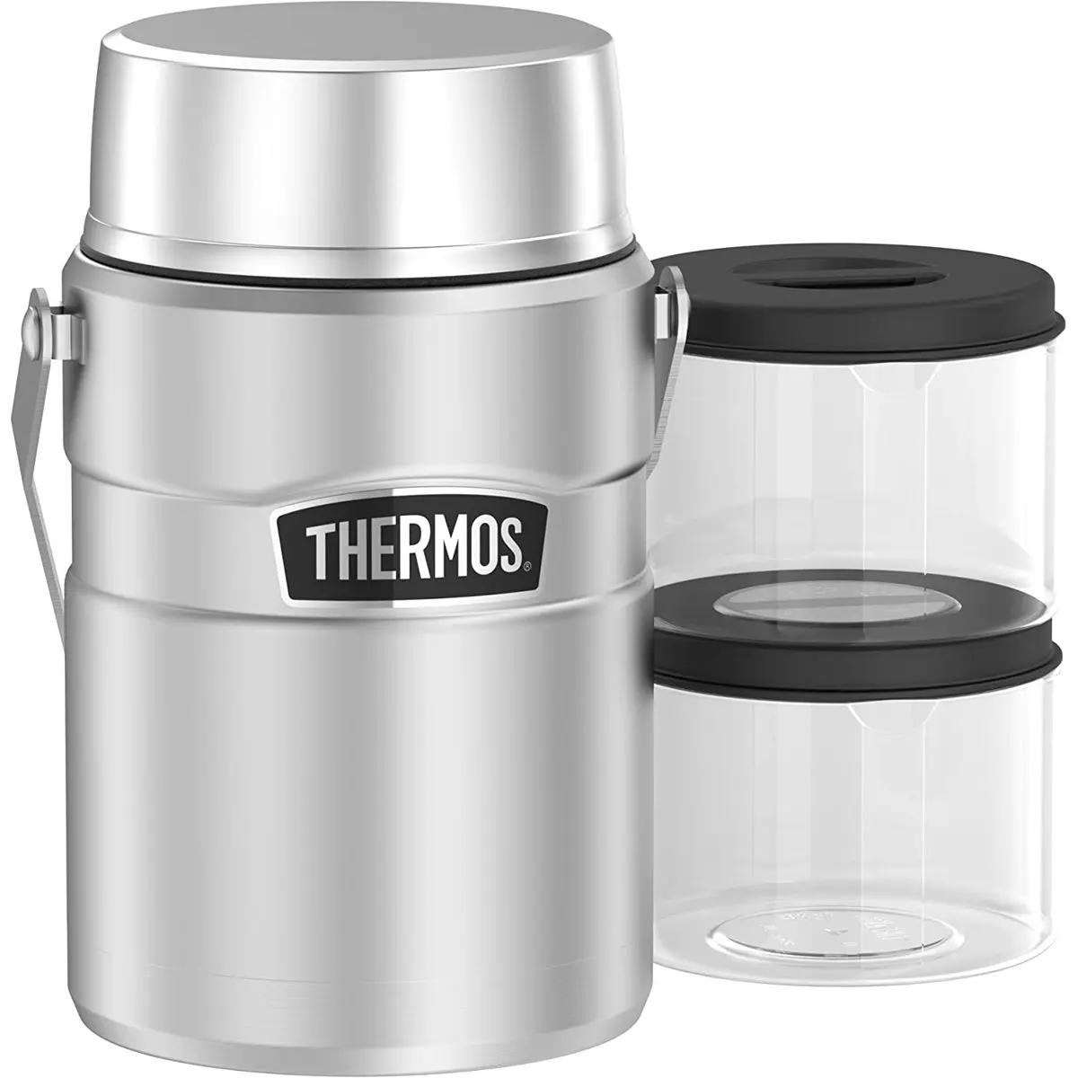 Thermos 47 oz Stainless King Big Boss Food Jar w/ 2 Inner Containers-Matte Steel - Image 2