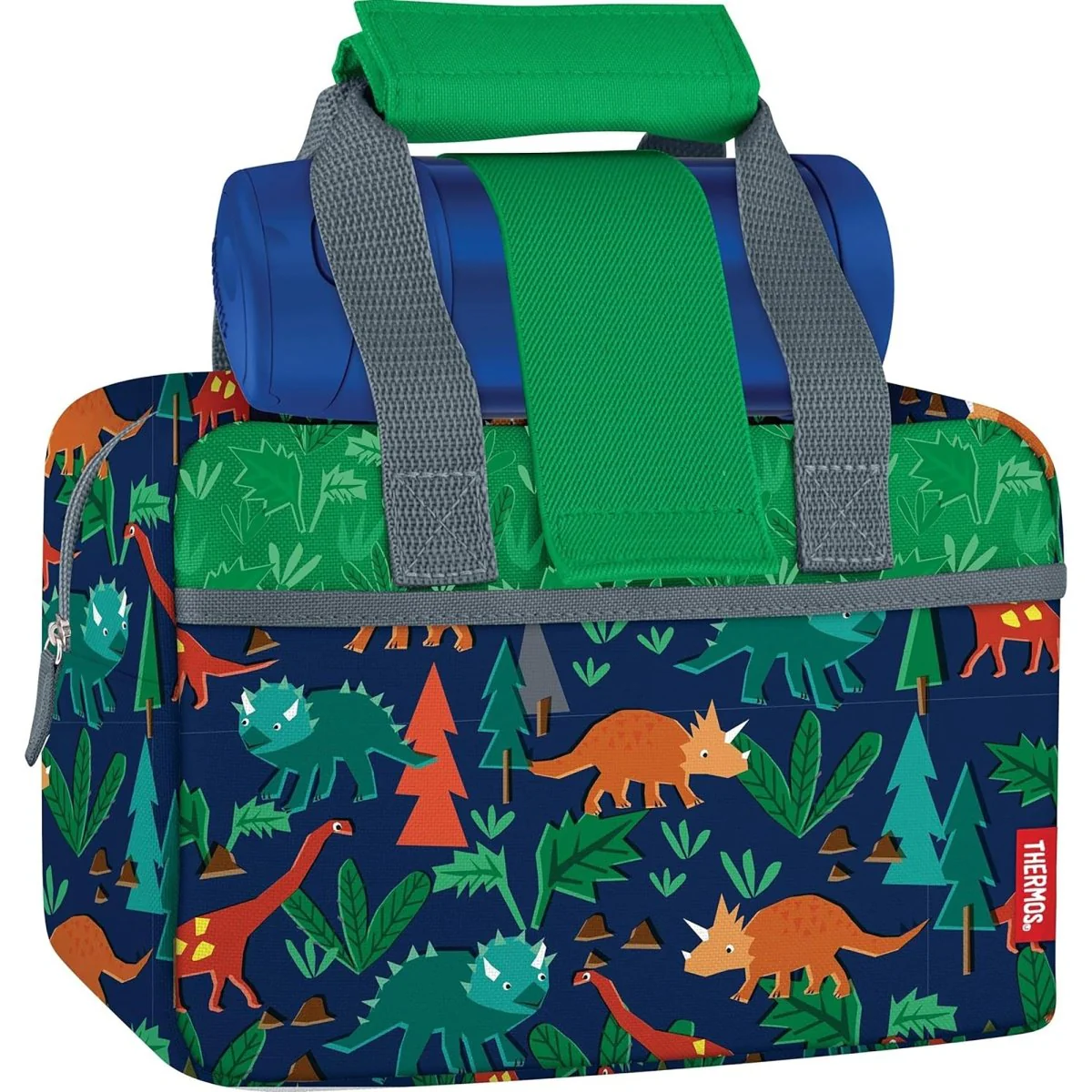 Thermos Kid's Funtainer Woodland Dino Lunch Duffle Bag and Bottle Set - Blue