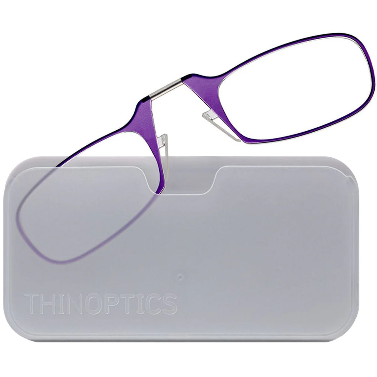ThinOptics Armless Glasses with Universal Case - Purple Frame, White Pod