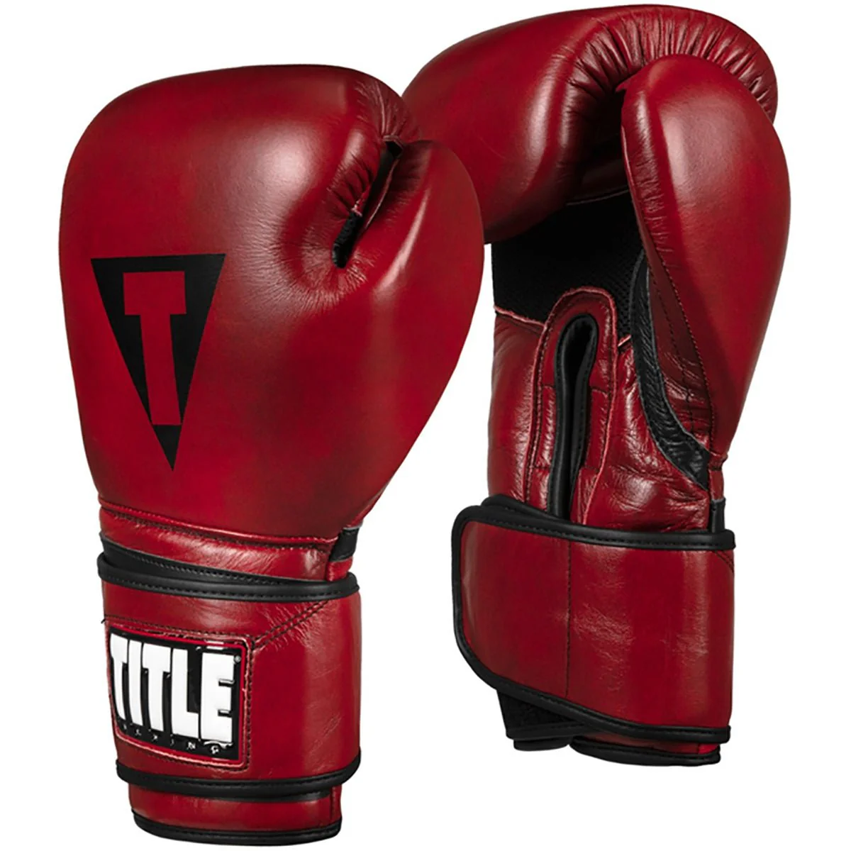 Title Boxing Blood Red Leather Hook and Loop Training Gloves - Red - Image 2