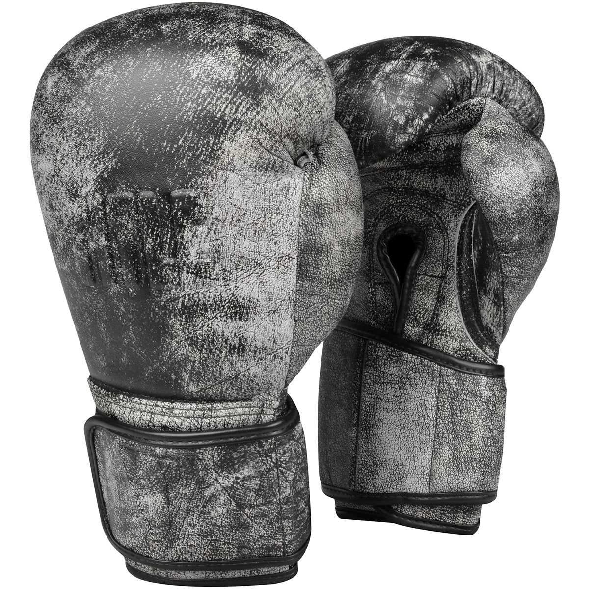 Title Boxing Distressed Glory Leather Hook and Loop Training Gloves - Black