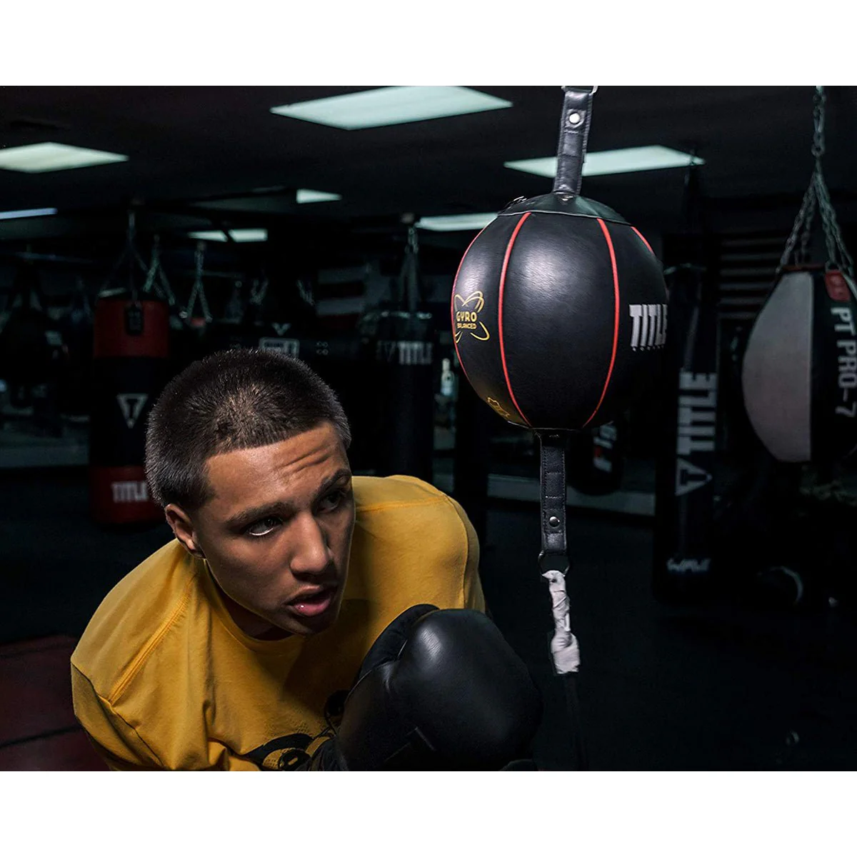 Title Boxing Gyro Balanced Leather Double End Bag - 7" - Black