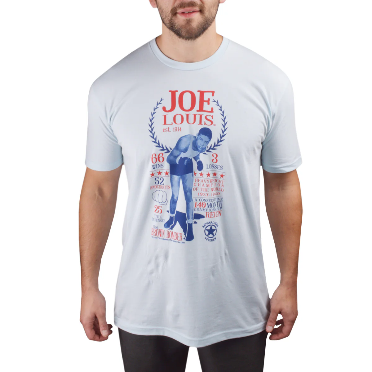 Title Boxing Joe Louis Stats Premium Fitted Legacy T-Shirt - Light Blue