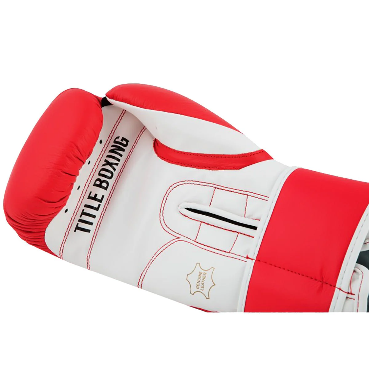 Title Boxing Pro Style 3.0 Hook and Loop Leather Training Gloves - Red/White - Image 3