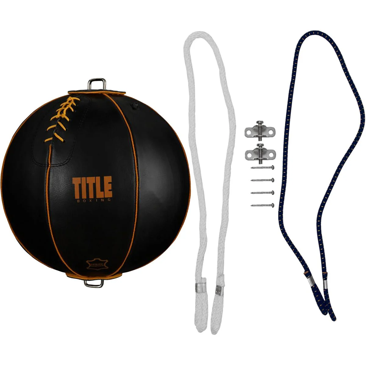 Title Boxing Retro Style Leather Double End Bag with Cables - Image 4