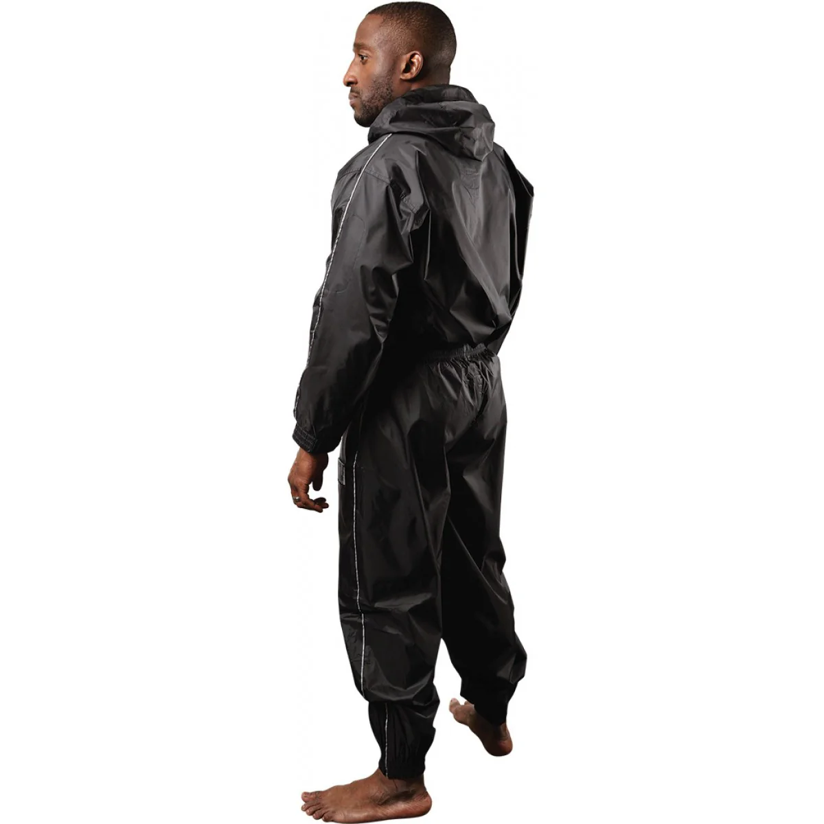 Title Boxing Rip-Stop Nylon and PVC Rubber Lined Sauna Suit With Hood - Black - Image 3