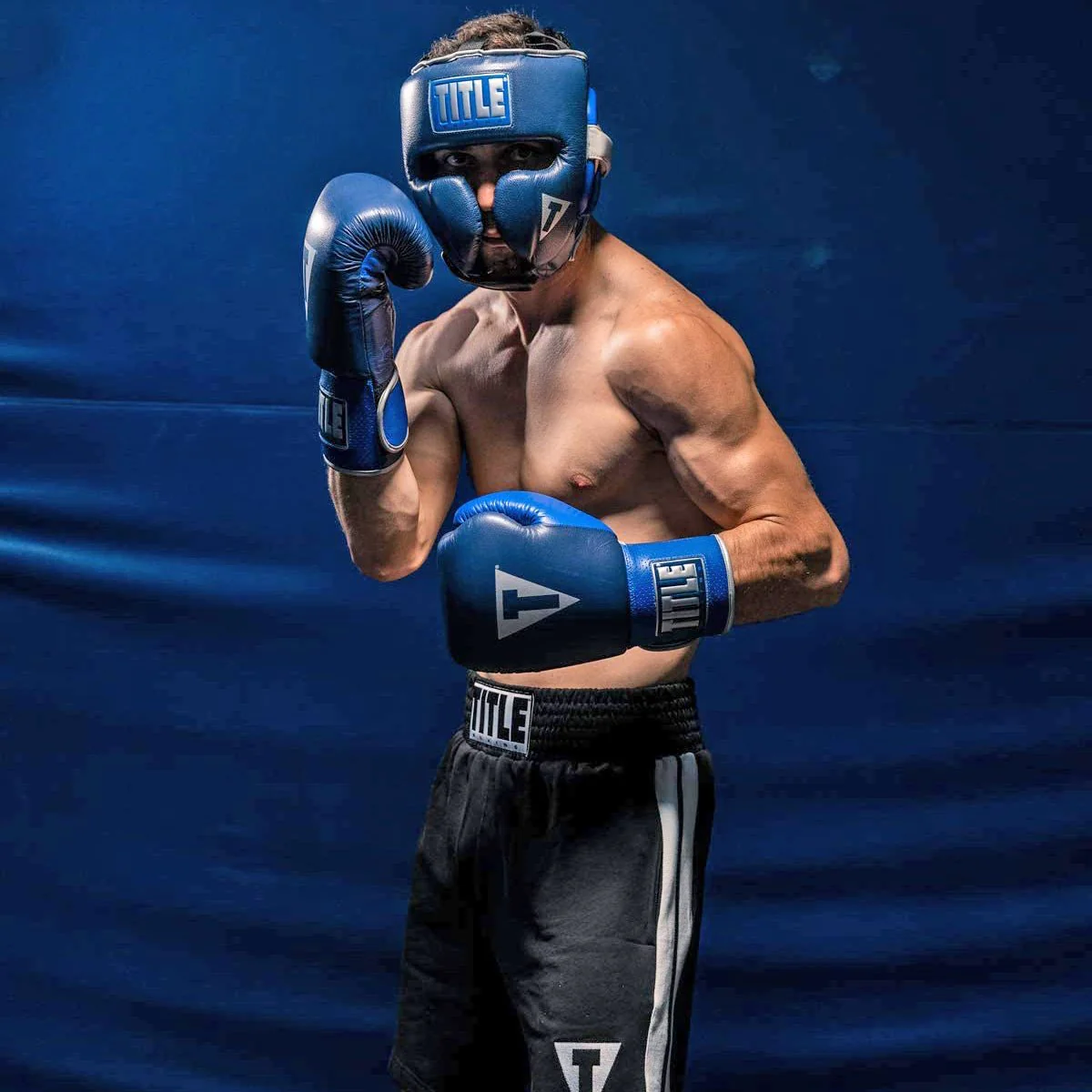 Title Boxing Royalty Leather Training Headgear - Royal/Navy - Image 5