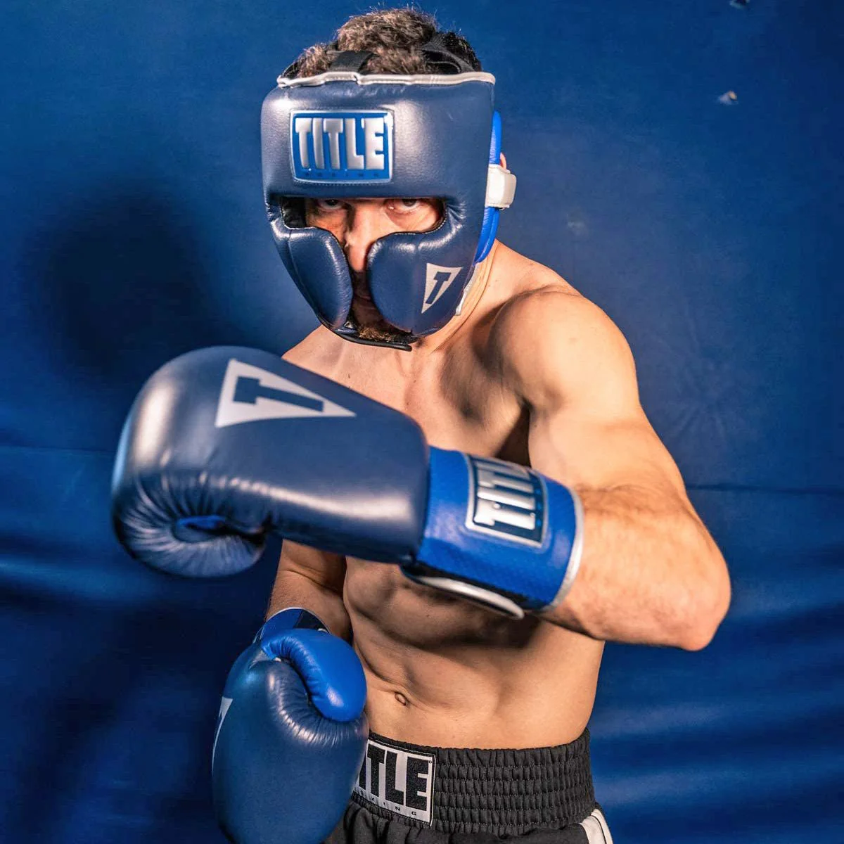 Title Boxing Royalty Leather Training Headgear - Royal/Navy - Image 6