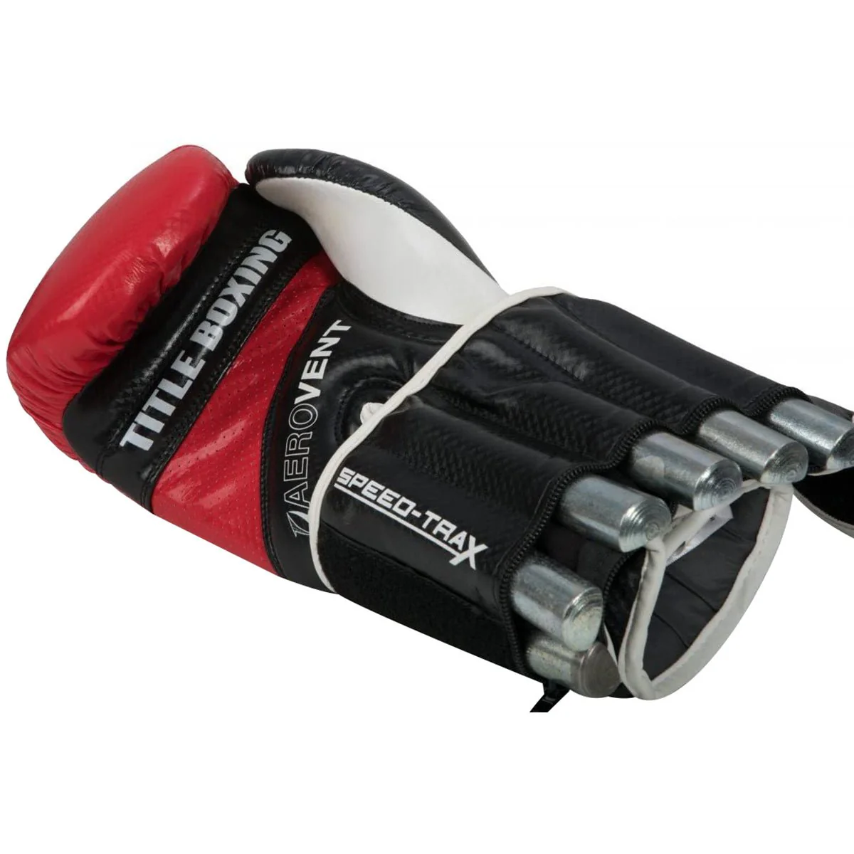 Title Boxing Speed-Trax Weighted Bag Gloves -Regular - Black/Red - Image 3