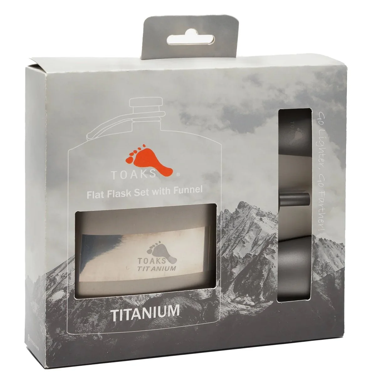 TOAKS Titanium Flat Flask Set (1 Flask, 2 Shot Glasses, 1 Funnel) - Image 5