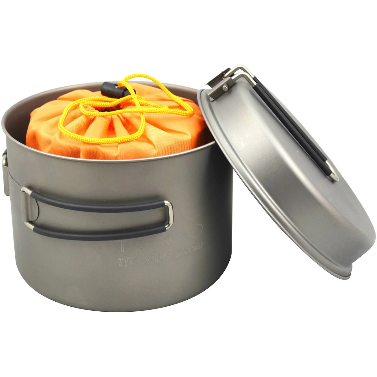 TOAKS Titanium Outdoor Camping Cook Pot with Pan and Foldable Handles - 1600ml - Image 2