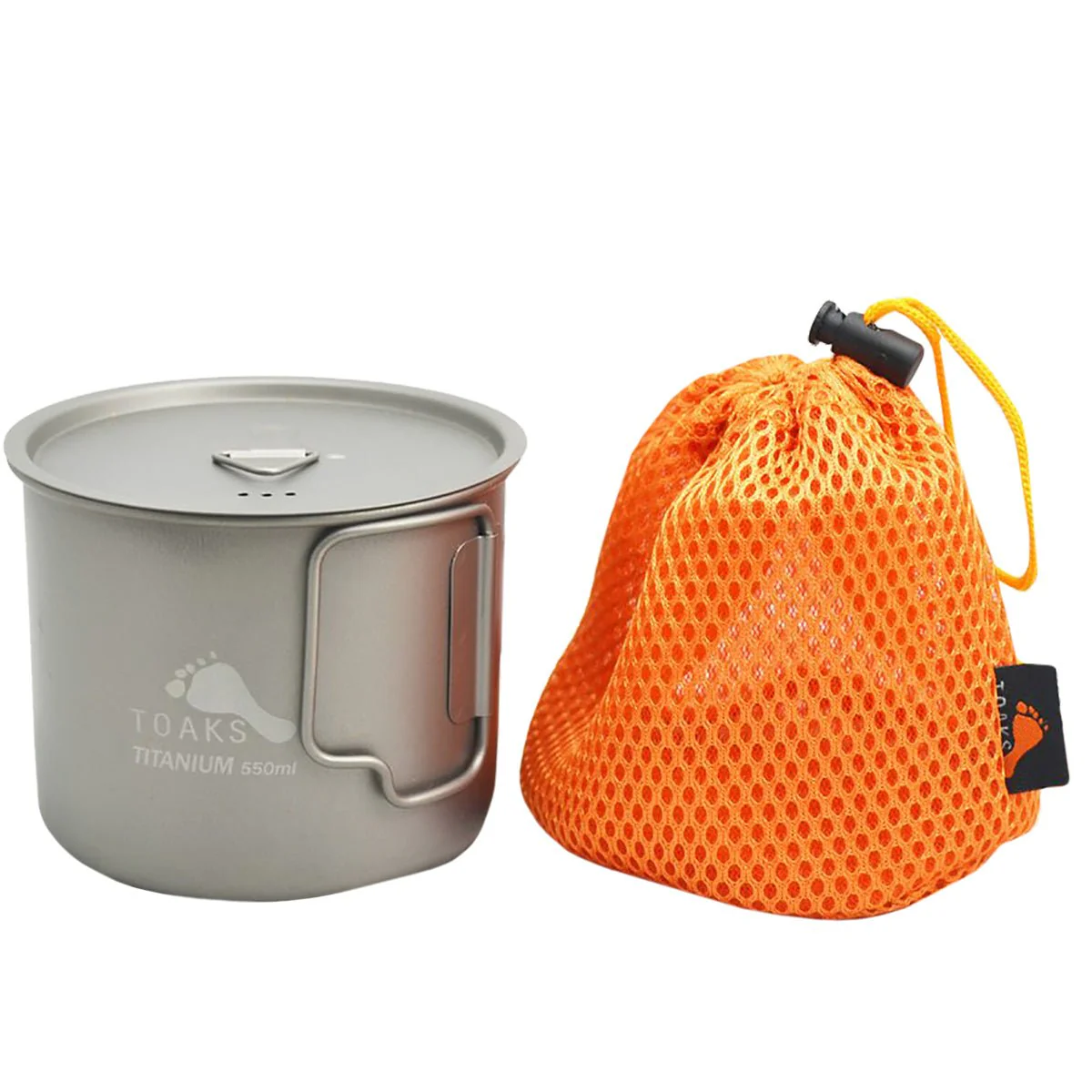 TOAKS Ultralight Titanium Camping Cook Pot with Foldable Handles and Lid - Image 3