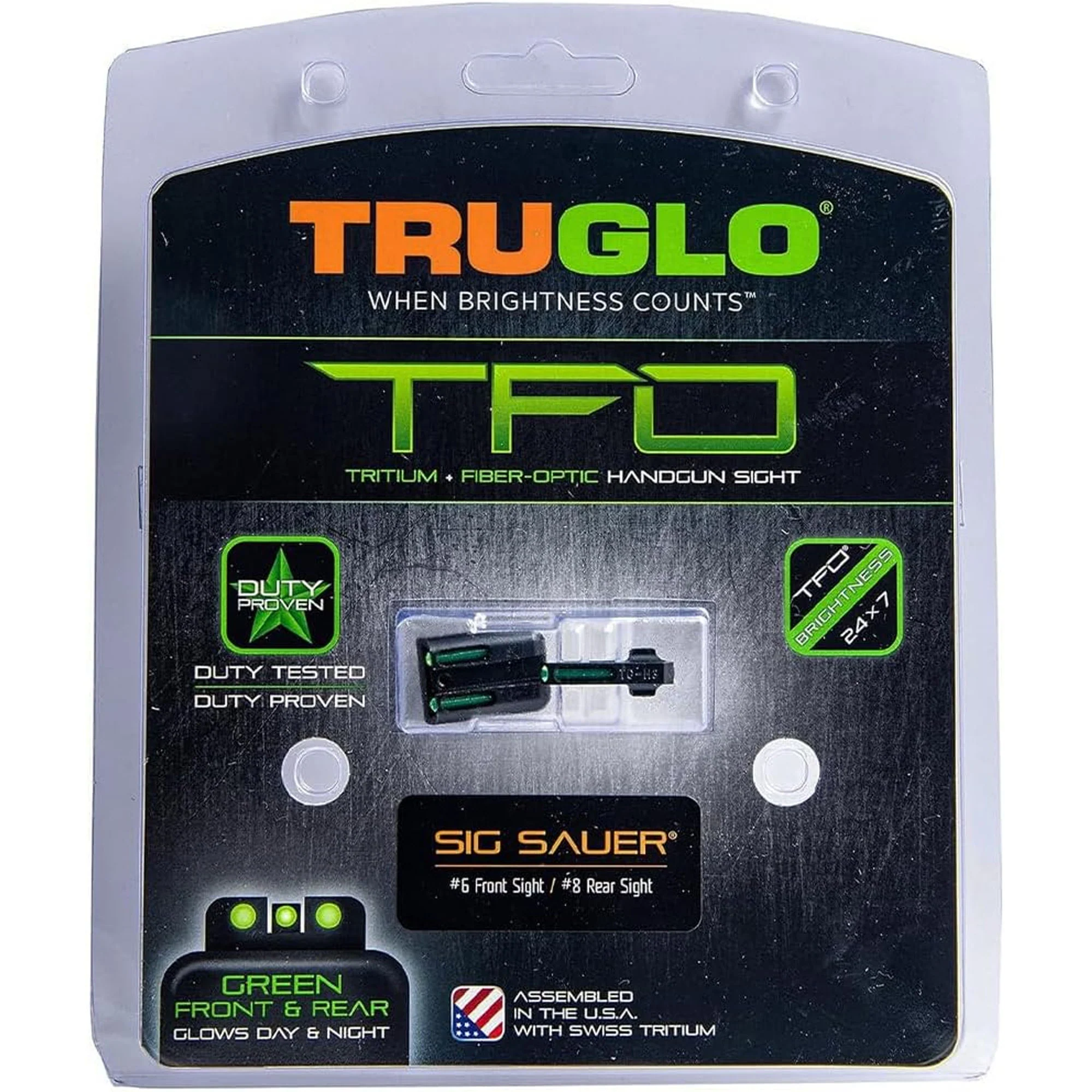 Truglo TFO Sight for Sig Sauer #6/#8 - Green Front/Yellow Rear
