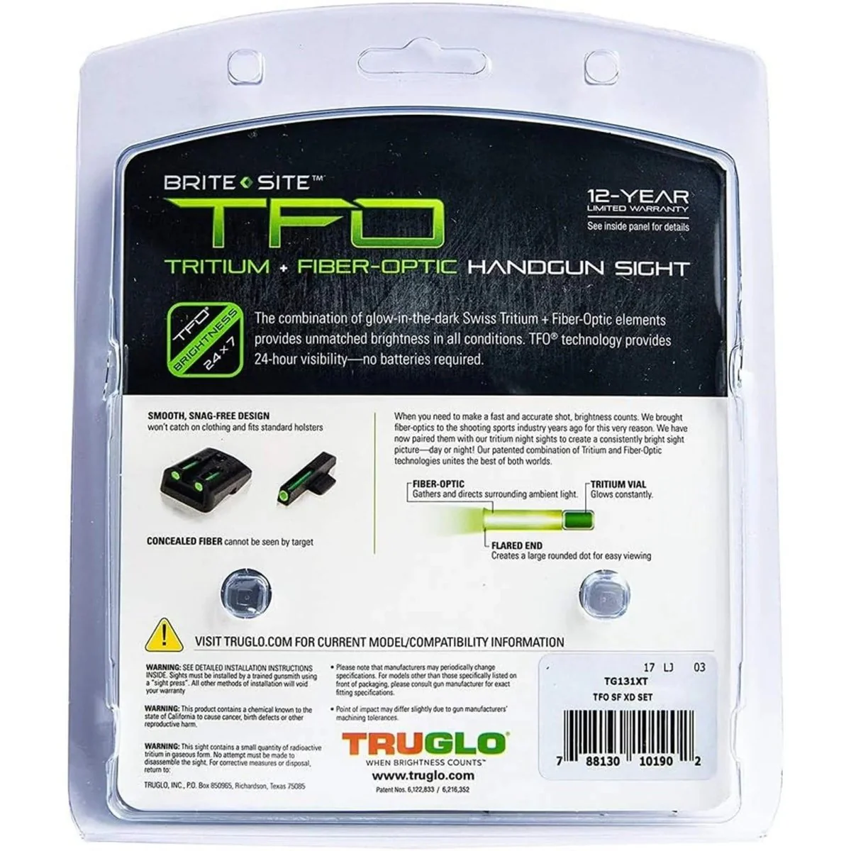 Truglo TFO Sight for Springfield Armory XD - Green Front/Green Rear - Image 3