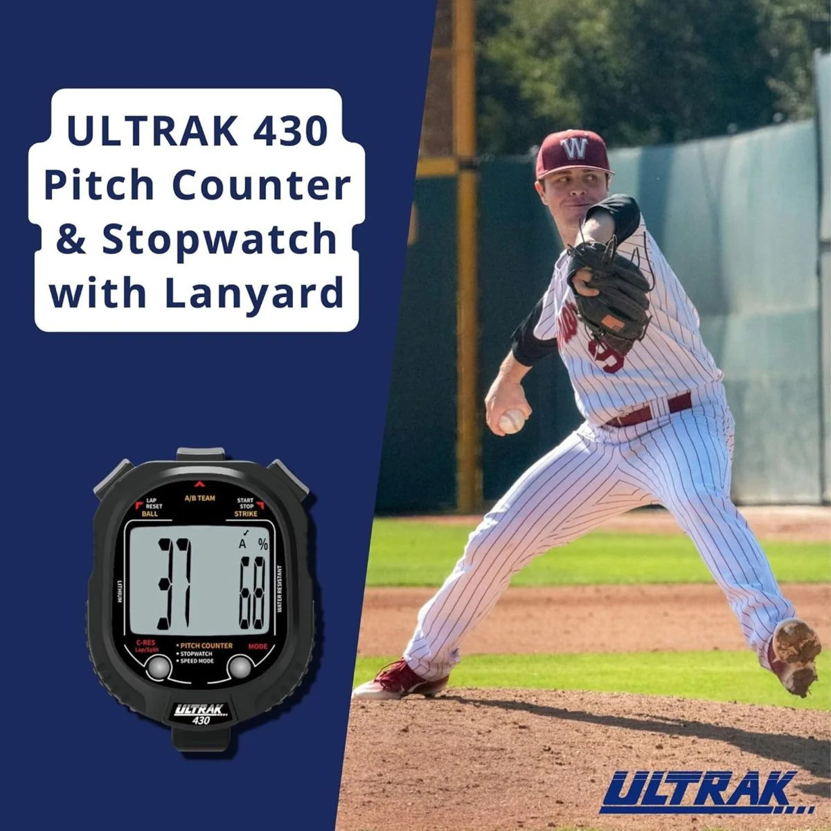 Ultrak 430 Pitch Counter & Pitch Speed with 2 Memory Stopwatch - Black - Image 2